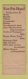 Matchbook Cover - Hotel Fort Pitt Pittsburgh PA Federal