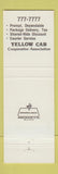 Matchbook Cover - Yellow Cab Taxi bee