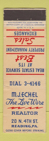 Matchbook Cover - MJ Eckel Real Estate Reading PA