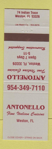 Matchbook Cover - Antonello Italian Restaurant Weston FL