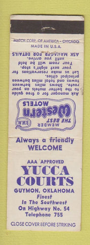 Matchbook Cover - Yucca Courts Motel Guymon OK low phone # WEAR