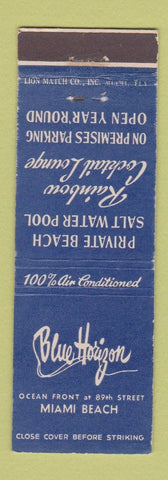Matchbook Cover - Blue Horizon Miami Beach FL