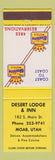 Matchbook Cover - Best Western Desert Lodge Inn Moab UT