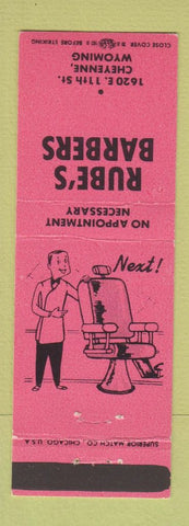 Matchbook Cover - Rube's Barbers Cheyenne WY