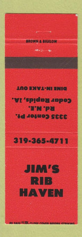 Matchbook Cover - Jim's Rib Haven Cedar Rapids IA