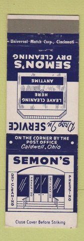 Matchbook Cover - Semon's Dry Cleaning Caldwell OH