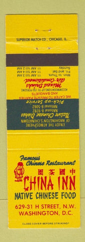 Matchbook Cover - China Inn Chinese Restaurant Washington DC