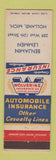 Matchbook Cover - Wolverine Insurance Benjamin Lemmen Holland MI