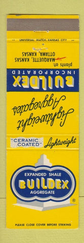 Matchbook Cover - Buildex Aggregate Ottawa Marquette KS Ceramic Coated WEAR
