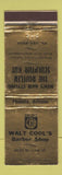 Matchbook Cover - Walt Cool's Barber Shop Phoenix AZ WEAR