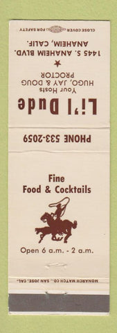 Matchbook Cover - Li'l Dude Anaheim CA restaurant