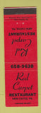 Matchbook Cover - Red Carpet Restaurant New Castle PA