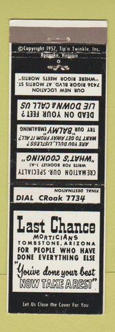 Matchbook Cover - Last Chance Morticians Tombstone AZ Joke Gag