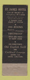 Matchbook Cover - St James Hotel Philadelphia PA