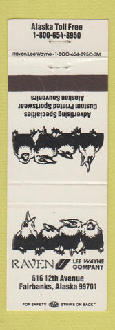 Matchbook Cover - Raven Lee Wayne Company Fairbanks AK