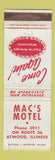 Matchbook Cover - Mac's Motel Atwood IL WEAR