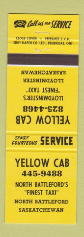 Matchbook Cover - Yellow Cab Taxi North Battleford SK Lloydminster