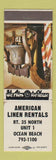 Matchbook Cover - American Linen Rentals Ocean Beach