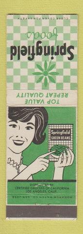 Matchbook Cover - Springfield Foods Grocery Los Angeles CA