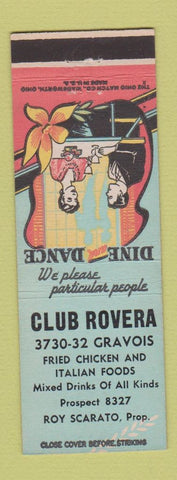 Matchbook Cover - Club Rovera St Louis MO Italian Roy Scarato