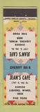 Matchbook Cover - Jean's Cafe