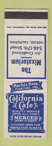 Matchbook Cover - California Cafe Merced CA Mixatorium