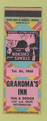 Matchbook Cover - Grandma's Inn Chicago? Rabbit squab