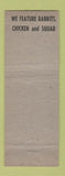 Matchbook Cover - Grandma's Inn Chicago? Rabbit squab