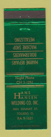 Matchbook Cover - Hans Hansen Welding Toledo OH