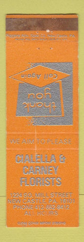 Matchbook Cover - Cialella & Carney Florist flowers New Castle PA WEAR