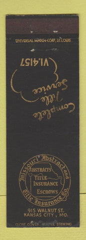 Matchbook Cover - Missouri Abstract Title Insurance Kansas City MO