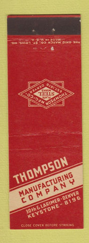 Matchbook Cover - Thompson Manufacturing Steel Denver Colorado