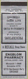 Matchbook Cover - Engblom Pharmacy Chicago IL