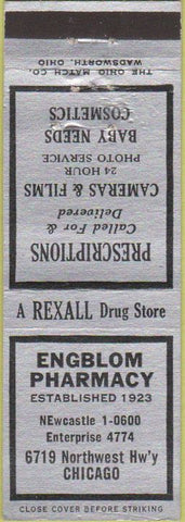 Matchbook Cover - Engblom Pharmacy Chicago IL