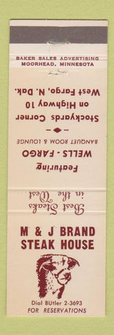 Matchbook Cover - M&J Brand Steak House West Fargo ND