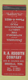 Matchbook Cover - RA Asquith Company Knoxville TN Insurance WEAR