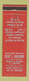 Matchbook Cover - Bert Gregory Insurance