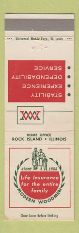 Matchbook Cover - Modern Woodman Life Insurance Rock Island IL