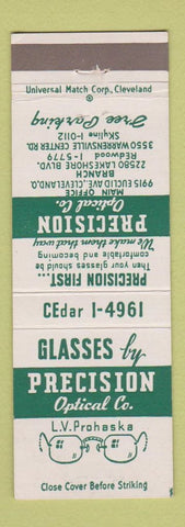 Matchbook Cover - Precision Optical Cleveland OH