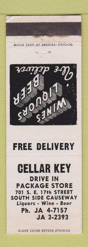 Matchbook Cover - Cellar Key Liquor Fort Lauderdale FL WEAR