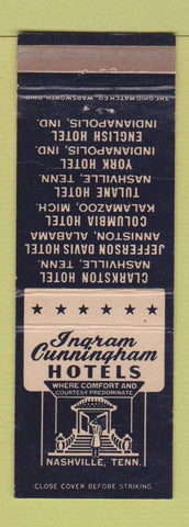 Matchbook Cover - Ingram Cunningham Hotels Nashville TN WEAR