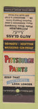 Matchbook Cover - Pittsburgh Paints Auto Glass PA?