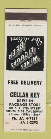 Matchbook Cover - Cellar Key Liquor Fort Lauderdale FL WEAR