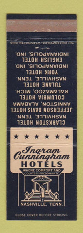 Matchbook Cover - Ingram Cunningham Hotels Nashville TN