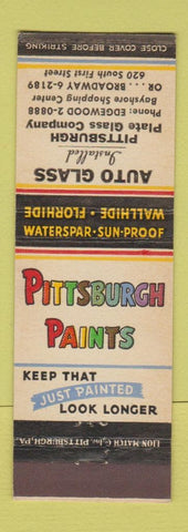 Matchbook Cover - Pittsburgh Paints Auto Glass Pittsburgh? PA?