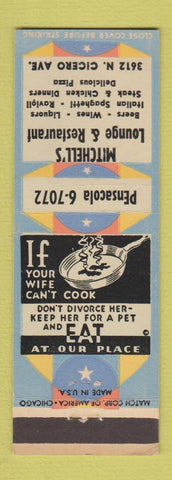 Matchbook Cover - Mitchell's Lounge Restaurant Chicago IL