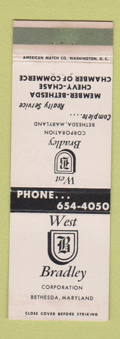 Matchbook Cover - West Bradley Corp Bethesda MD real estate WEAR