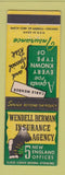 Matchbook Cover - Wendell Berman Insurance Boston Lawrence MA Portland ME