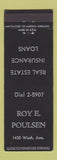 Matchbook Cover - Roy Poulsen Real Estate Insurance