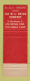 Matchbook Cover - WL Hatch Insurance Real Estate New Britain CT